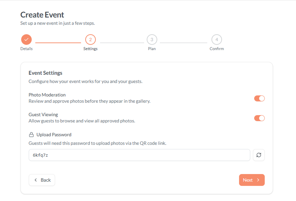 Dashboard - Create Event Modal